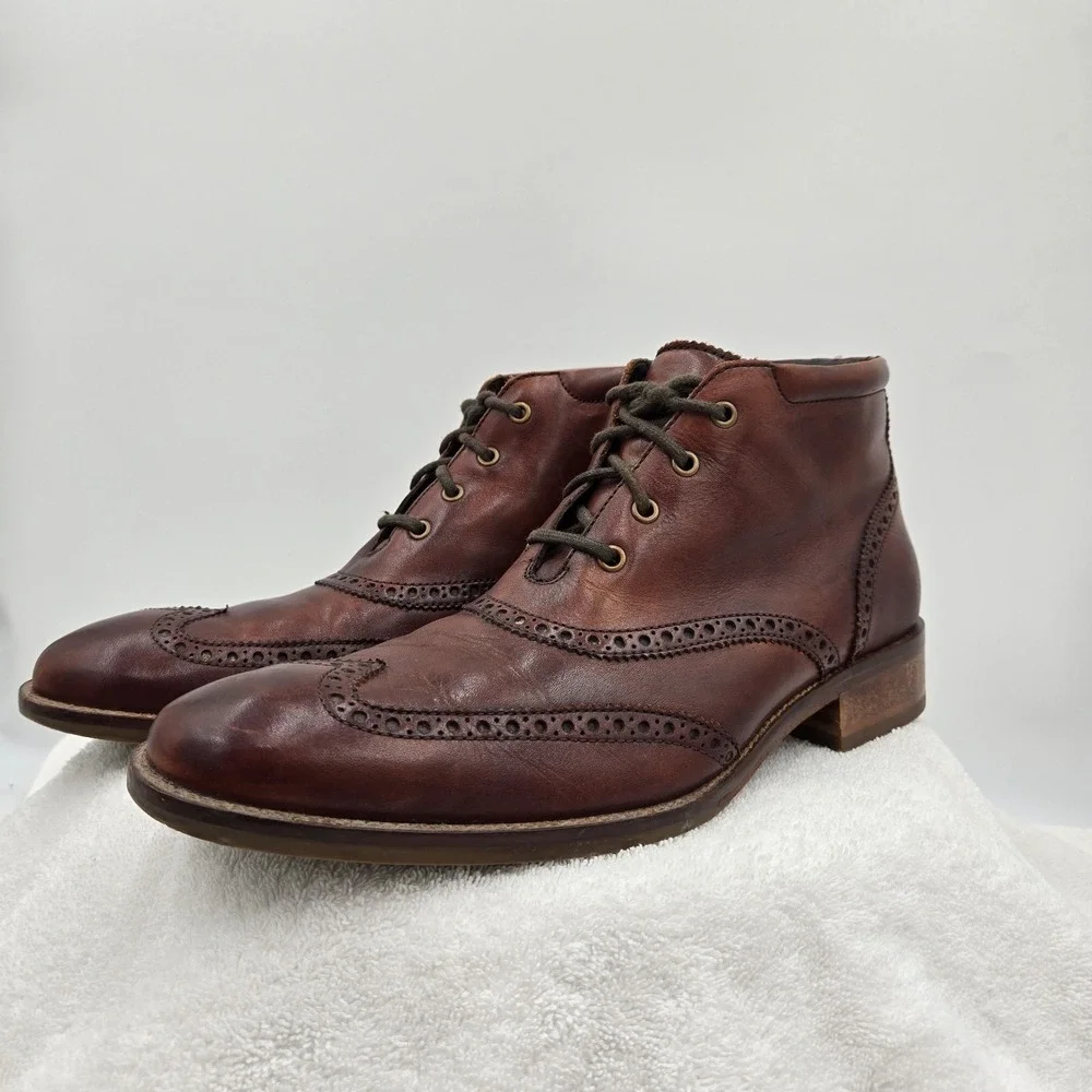 Cole Haan Mens Size 9.5 Ankle Boots Liam Chukka Wingtip Leather Brown C11053